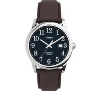 Timex Orologio con cinturino in pelle a grandezza naturale Easy Reader, Marrone/Argento/Blu, Mens Standard, Easy Reader