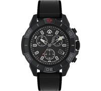 Timex Orologio cronografo da uomo Expedition North da 42 mm, cinturino vegano in pelle nera a sgancio rapido in due pezzi, quadrante nero, cassa nera TW2W16000