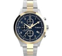 Timex Orologio Cronografo Uomo Dress TW2Y01500 Bracciale Acciaio Dorato Blu