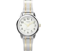 Timex Orologio da donna Easy Reader da 25 mm - cinturino di espansione bicolore quadrante bianco cassa argentata, Bicolore