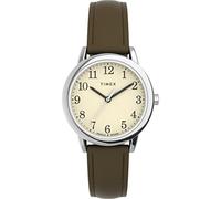 Timex Orologio da donna Easy Reader da 30 mm, cinturino marrone color crema quadrante argentato, Marrone