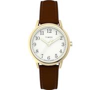 Timex Orologio da donna Easy Reader da 30 mm, cinturino marrone, quadrante bianco, cassa color oro TW2W32600