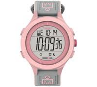 Timex Orologio da donna Ironman Training da 42 mm, cinturino Fastwrap in tessuto elastico grigio, quadrante digitale, cassa rosa TW5M64200