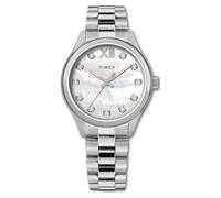 Timex Orologio da donna LEGACY Cassa da donna in acciaio inossidabile placcato argento Movimento al quarzo Quadrante placcato argento Bracciale in acciaio marrone con chiusura deployante 5 ATM