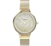 Timex Orologio da donna Main Street da 29 mm, cinturino color oro, quadrante in madreperla, cassa color oro
