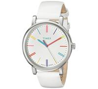 Timex Orologio da donna originale in acciaio inossidabile con cinturino in pelle, bianco, Womens Standard