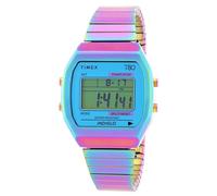 Timex Orologio da donna T80 da 36 mm, cinturino elastico in acciaio inox, quadrante blu, cassa viola TW2W57100