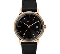 Timex Orologio da polso da uomo automatico e a carica manuale al quarzo Classico cinturino in Pelle Nero cassa in Acciaio INOX display analogico nero - TW2T22800