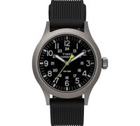 Timex Orologio da polso da uomo Expedition Scout, 40 mm, quadrante nero in due pezzi, cassa argentata