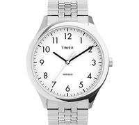 Timex Men's Modern Easy Reader 40mm Watch Silver-Tone Case White Dial with Expansion Band