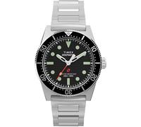 Timex Orologio da uomo Deep Water Reef 41 mm - Bracciale a maglie in acciaio inossidabile quadrante nero cassa in acciaio inossidabile