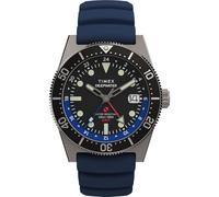 Timex Orologio da uomo Deep Water Reef 41mm - Cinturino blu quadrante nero cassa in titanio