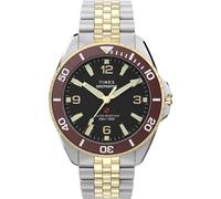 Timex Orologio da uomo Deepwater Arctic 40 mm - cinturino bicolore quadrante nero cassa argentata