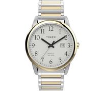 Timex Orologio da uomo Easy Reader da 40 mm, cinturino elastico in acciaio inox bicolore, quadrante bianco, cassa bicolore TW2W52100