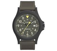 Timex Orologio da uomo Expedition Acadia da 40 mm, cinturino in silicone grigio canna di fucile, quadrante verde, cassa nera TW4B30000