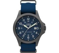 Timex Orologio da uomo Expedition Field Post Solar 41 mm - Blu Slip-Thru doppio strato quadrante blu cassa canna di fucile