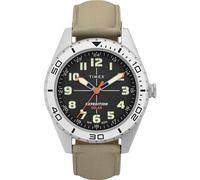 Timex Orologio da uomo Expedition Field Solar da 43 mm, cinturino marrone chiaro, quadrante nero, cassa in acciaio IP TW4B30700