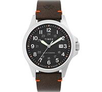 Timex Orologio da uomo Expedition North, 41 mm, cinturino marrone ecologico in due pezzi a sgancio rapido, quadrante nero, cassa in acciaio inox TW2V64100