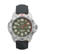 Timex Orologio da uomo Expedition North da 42 mm , cinturino nero ecologico in due pezzi, quadrante verde, cassa argentata TW2W84200