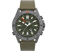 Timex Orologio da uomo Expedition North da 43 mm, cinturino a sgancio rapido in due pezzi in pelle marrone Ecco DriTan™, quadrante verde cassa color canna di fucile TW2W84300