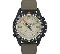 Timex Orologio da uomo Expedition North da 43 mm, cinturino a sgancio rapido in due pezzi. in pelle verde Ecco DriTan™, quadrante beige, cassa nera IP TW2V21800