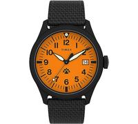 Timex Orologio da uomo Expedition North da 43 mm, cinturino ecologico marrone in due pezzi a sgancio rapido, quadrante arancione, cassa marrone TW2W23700