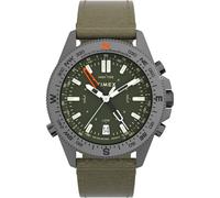Timex Orologio da uomo Expedition North da 43 mm, cinturino a sgancio rapido in due pezzi in pelle marrone Ecco DriTan™, quadrante verde cassa color canna di fucile TW2W84300