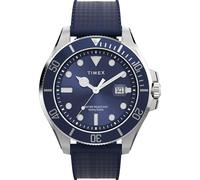 Timex Orologio da uomo Harborside Coast 43 mm - cinturino nero quadrante blu cassa argentata