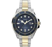 Timex Orologio da Uomo Harborside Coast da 43 mm, Quadrante Blu e Anello Superiore con Cassa Bicolore e Cinturino in Acciaio Inox, Taglia unica