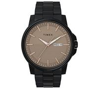 Timex Orologio da uomo in acciaio inox, 45 mm, Nero/Tortora, Moderno