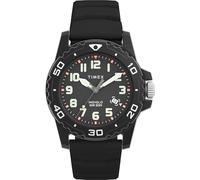 Timex Orologio da uomo Main Street, 42 mm, cinturino in silicone nero, quadrante nero, cassa nera TW5M61200