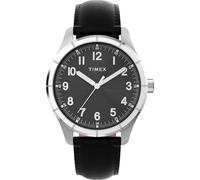 Timex Orologio da uomo Main Street 42 mm - cinturino nero quadrante nero cassa argentata