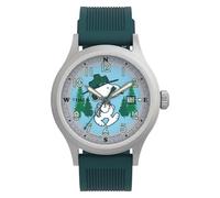Timex Orologio da uomo Peanuts Expedition Scout 40 mm - Cinturino verde quadrante blu cassa argentata