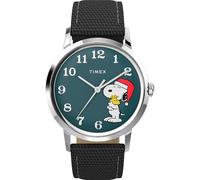 Timex Orologio da uomo Peanuts Marlin 34mm - Cinturino nero quadrante blu cassa in acciaio inossidabile