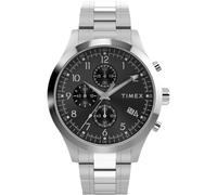 Timex Orologio da Uomo Trend da 16 mm, Cinturino in Acciaio Inox Argentato, Quadrante Nero, Cassa Argentata, TW2Y01400