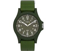 Timex Orologio da uomo Trend da 40 mm con cinturino ecologico Slip-Thru a strato singolo,quadrante verde cassa verde TW2V96000