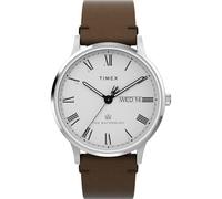 Timex Orologio da uomo Waterbury Classic 40mm - Cinturino marrone quadrante bianco cassa in acciaio inossidabile, Marrone
