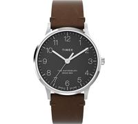 Timex Orologio da uomo Waterbury Classic 40mm - Cinturino marrone quadrante nero cassa in acciaio inossidabile, Marrone