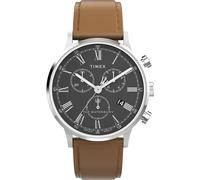 Timex Orologio da uomo Waterbury Classic 40mm - Cinturino marrone quadrante nero cassa in acciaio inossidabile, Marrone