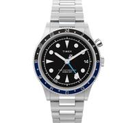 Timex Orologio da Uomo Waterbury da 39 mm con Cinturino in Acciaio Inox, Quadrante Nero, Cassa in Acciaio Inox, TW2Y29700