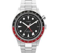Timex Orologio da uomo Waterbury da 39 mm, con cinturino in acciaio inox, quadrante nero, cassa in acciaio inox TW2W22700