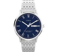 Timex Orologio da Uomo Waterbury da 40 mm con Cinturino in Acciaio Inox, Quadrante Blu, Cassa in Acciaio Inox, TW2Y28500