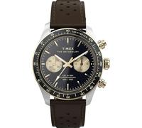 Timex Orologio da uomo Waterbury Heritage 39 mm - Cinturino marrone quadrante nero cassa in acciaio inossidabile
