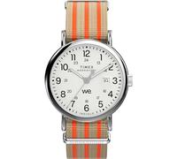 Timex Orologio da uomo Weekender 40 mm - cinturino marrone chiaro quadrante bianco cassa argentata