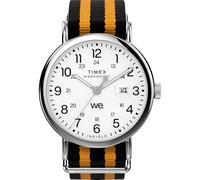 Timex Orologio da uomo Weekender 40mm - Cinturino arancione quadrante bianco cassa argentata, Arancione