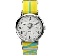 Timex Orologio da uomo Weekender 40mm - Cinturino giallo quadrante bianco cassa argentata, Giallo