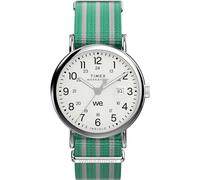 Timex Orologio da uomo Weekender 40mm - Cinturino verde quadrante bianco cassa argentata