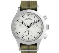 Timex Orologio da uomo Weekender New England cronografo 40 mm - verde Slip-Thru doppio strato quadrante bianco cassa in acciaio inossidabile