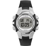 Timex Orologio sportivo unisex da 33 mm, cinturino in resina nera, quadrante digitale, cassa argentata TW5M61300
