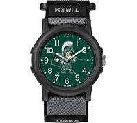 Timex Orologio unisex Collegiate Recruit 38mm - Tennessee Volunteers con cinturino in tessuto nero, Spartani dello stato del Michigan, moderno